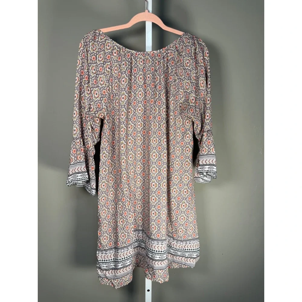 Altar'd State Boho Floral Bell Sleeve Babydoll Mini Dress Bohemian M - Picture 9 of 10
